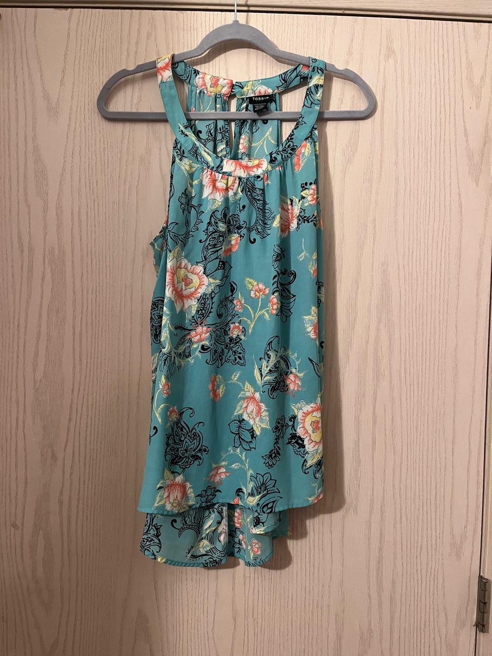 Torrid Floral High-Low Tank Top in Aqua